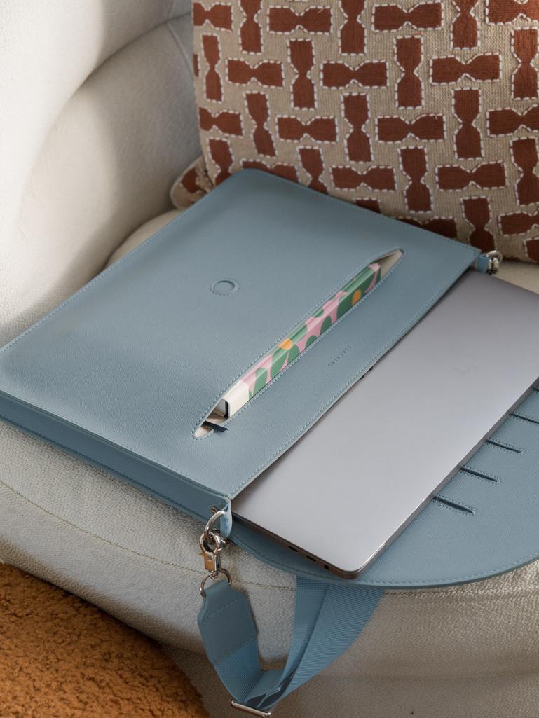 Dusky Blue Slim Laptop Bag 