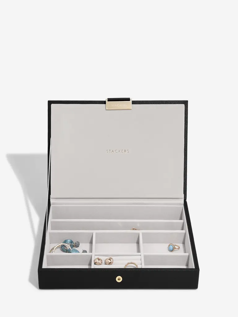 Black Raffia Classic Jewellery Box Lid