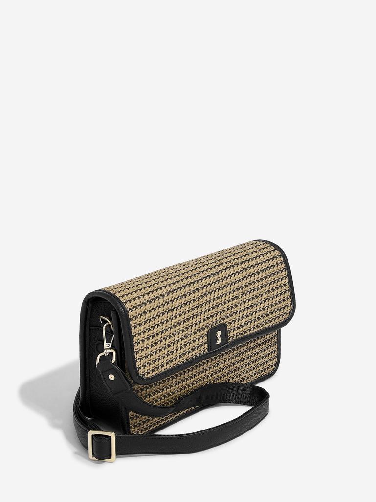 Black Raffia Crossbody Bag
