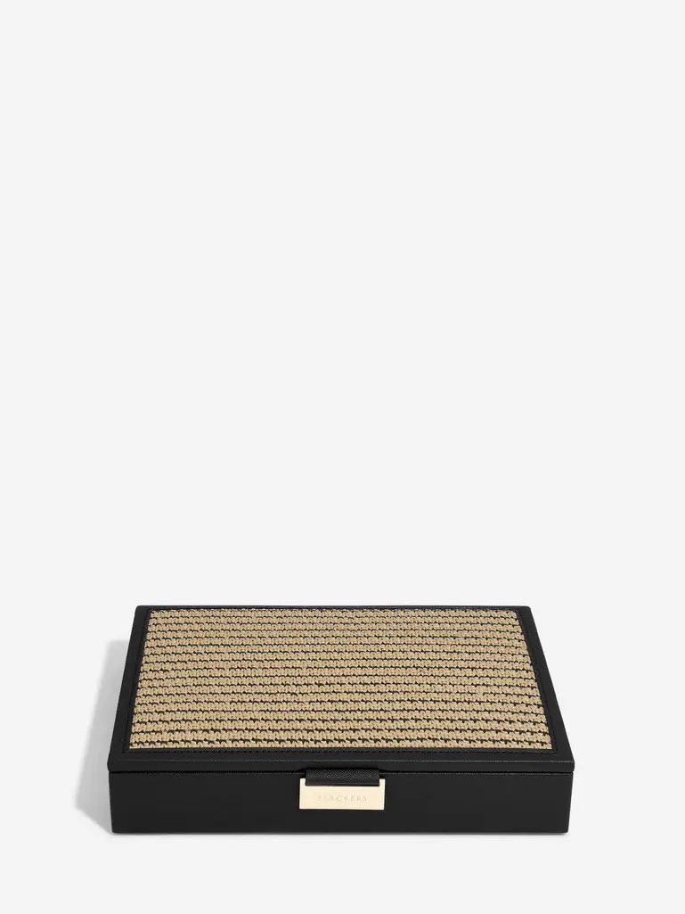 Black Raffia Classic Jewellery Box Lid