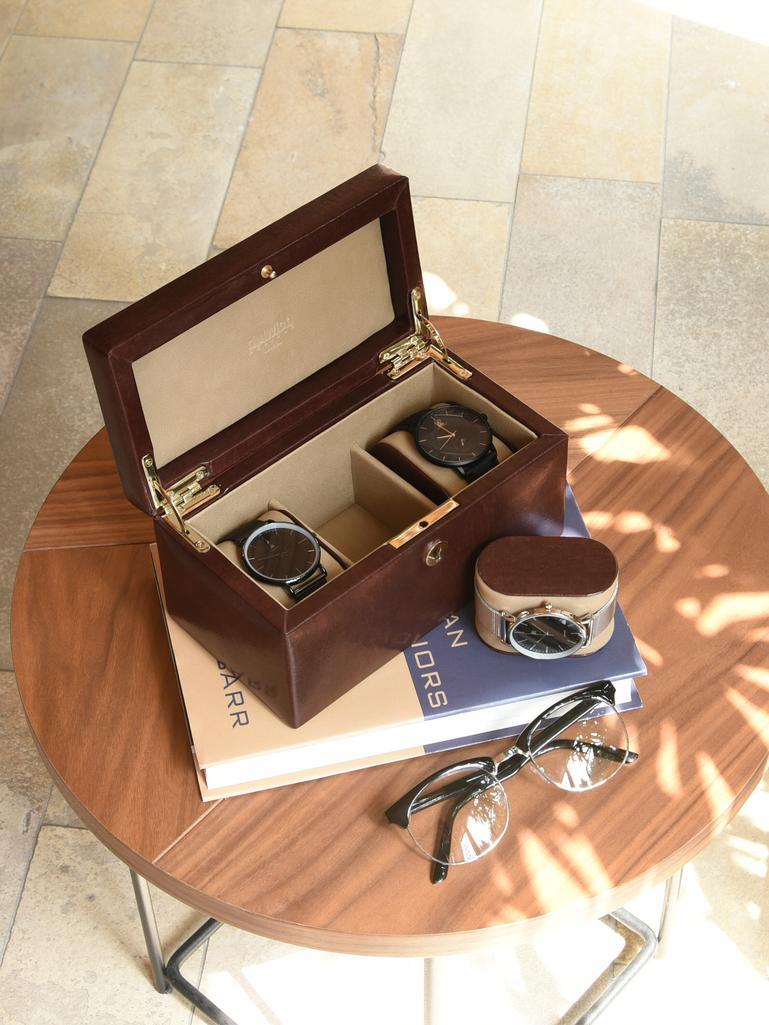 Windsor Chestnut Brown 3 Piece Watch Box