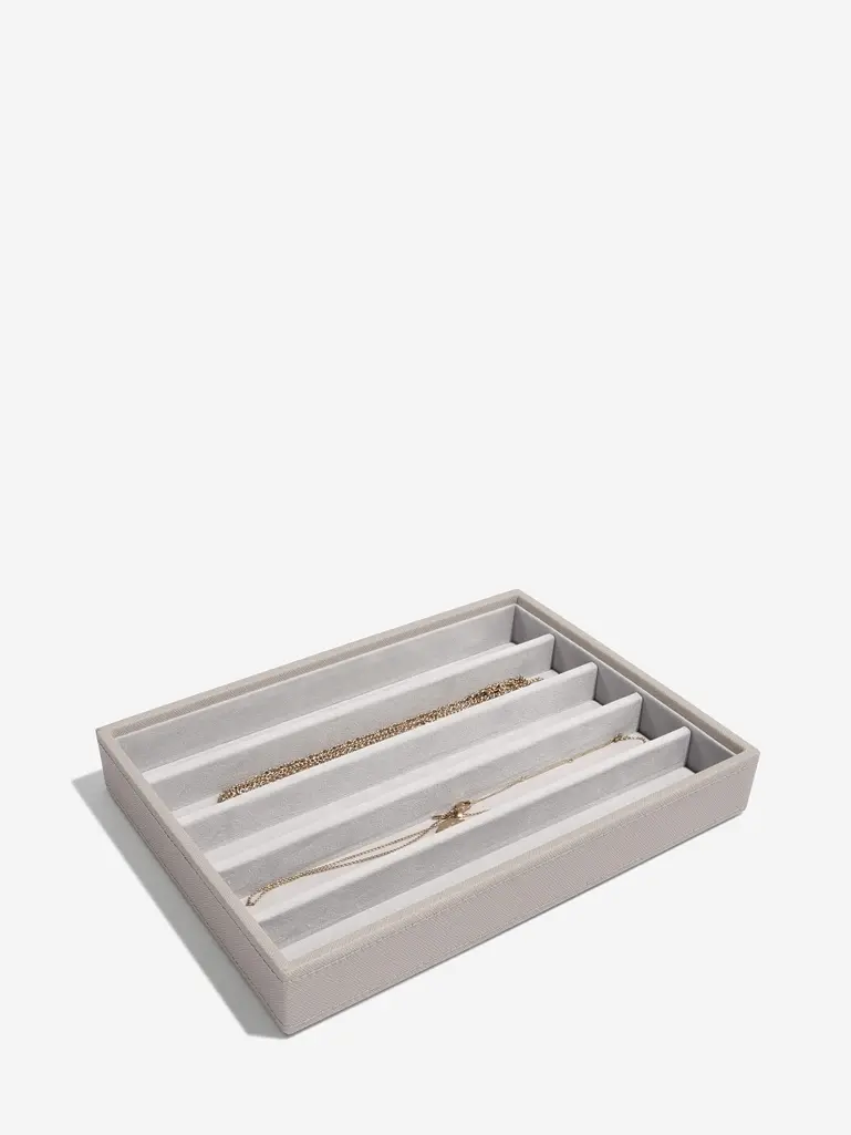 Szkatułka na biżuterię Stackers pięciokomorowa classic materiał syntetyczny taupe