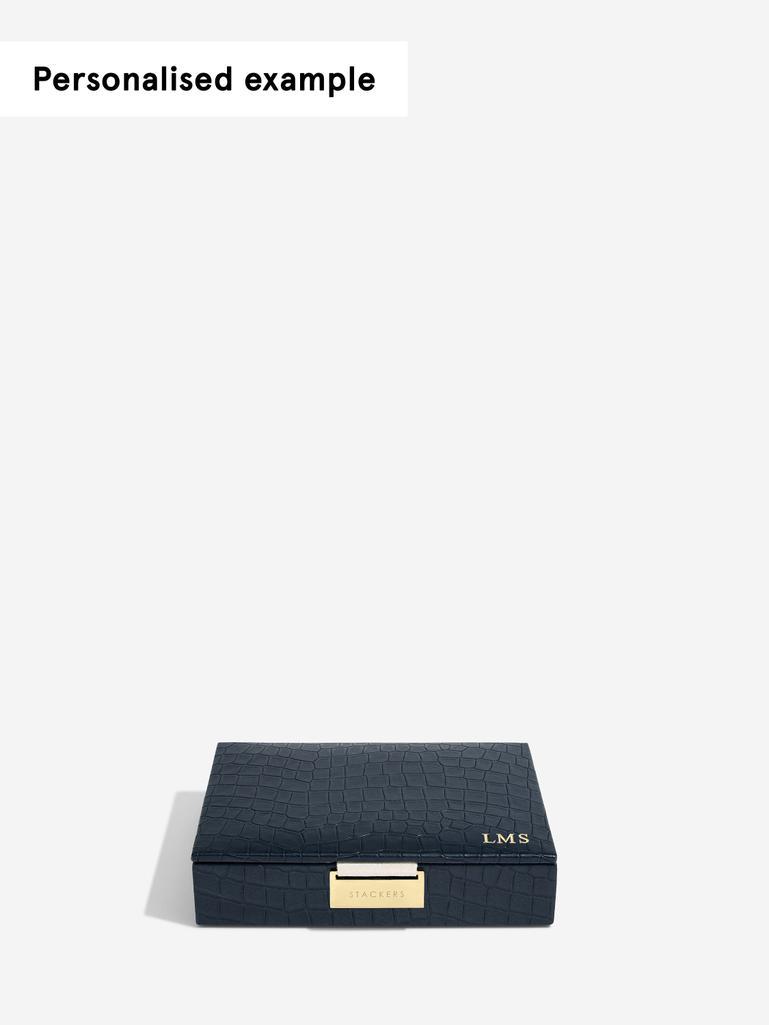 Navy Croc Mini Jewellery Box Lid
