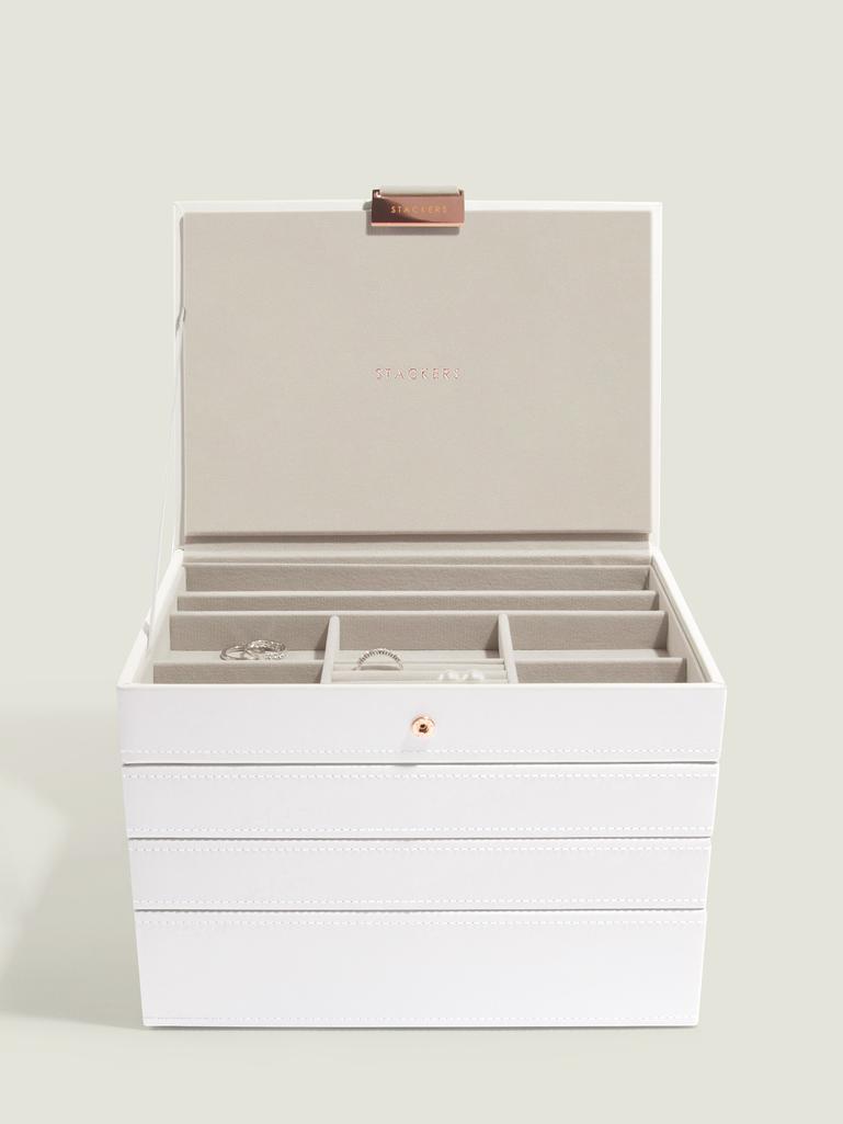 White & Rose Gold Classic Jewellery Box Set of 4