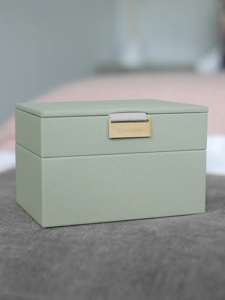 Szkatułka na biżuterię Stackers podwójna mini zieleń szałwiowa