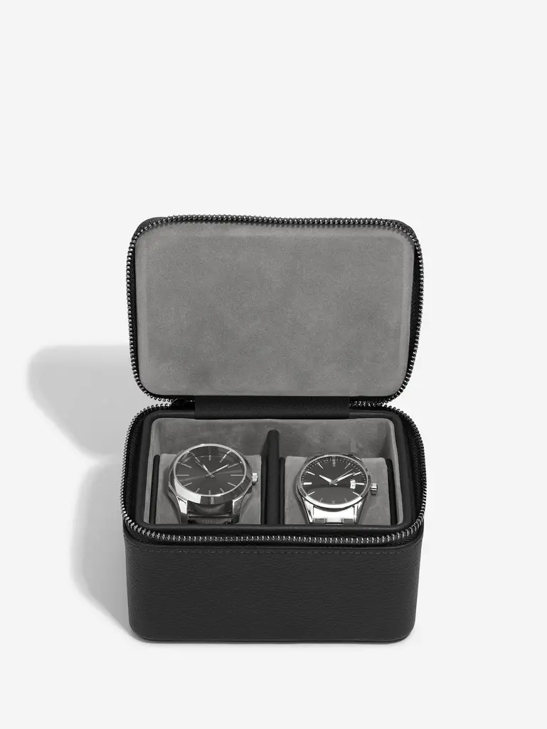 Pudełko na zegarki podróżne Stackers Pebble dwukomorowe czarno-szare