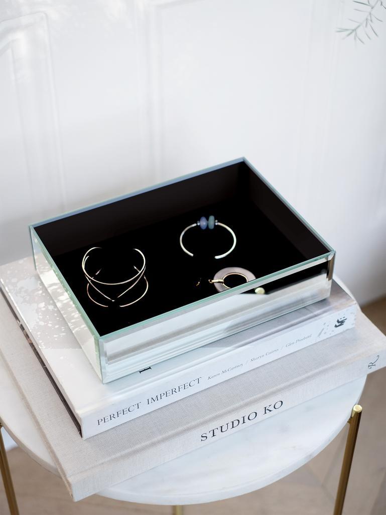 Pink Glitter Glass Classic Jewellery Box Set of 3