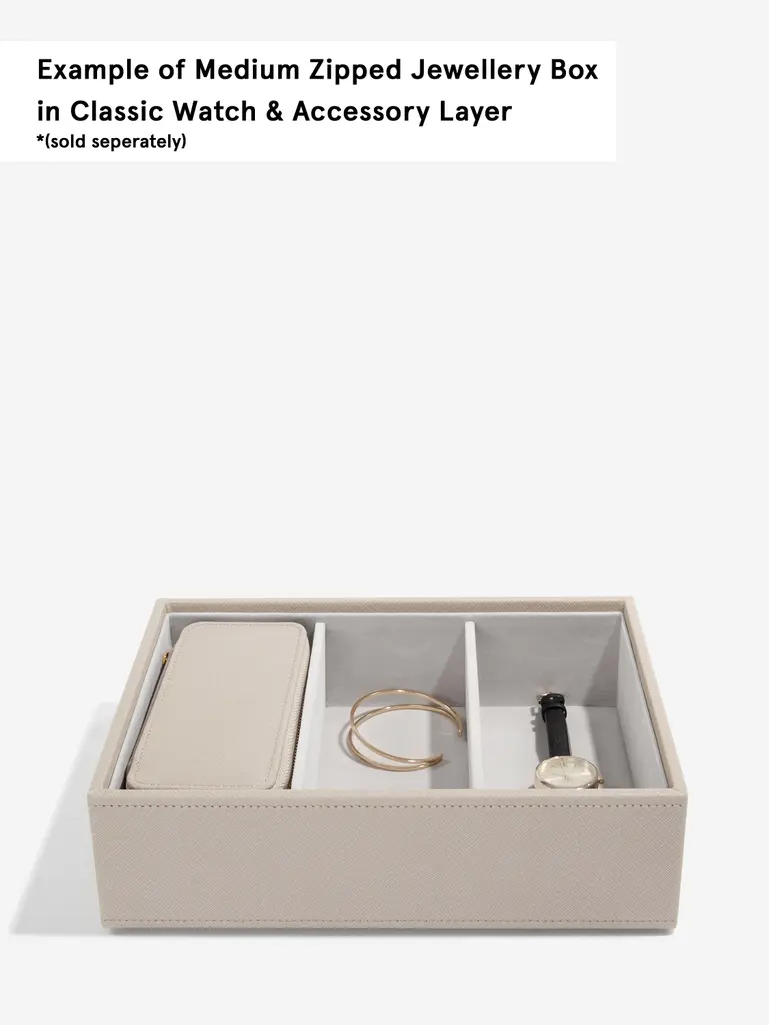 Taupe Medium Zipped Travel Jewellery Box