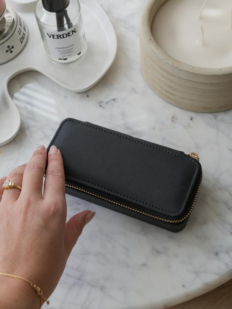 Black Medium Zipped Jewellery Box