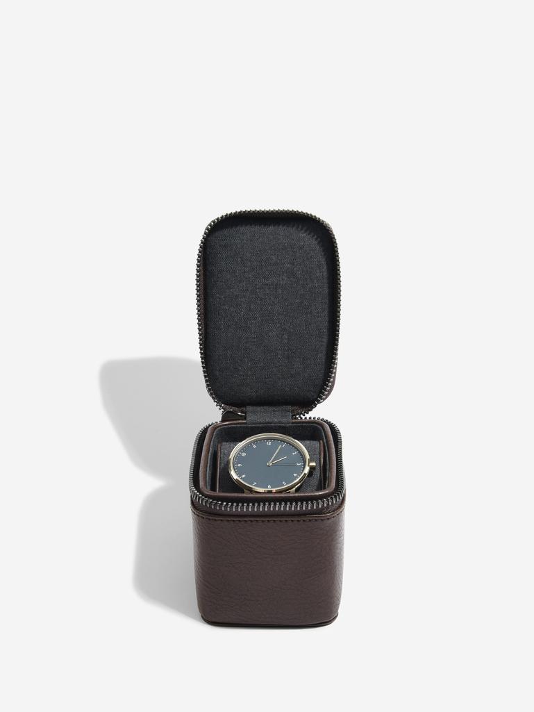 Brown Small Zipped Travel Watch Box
