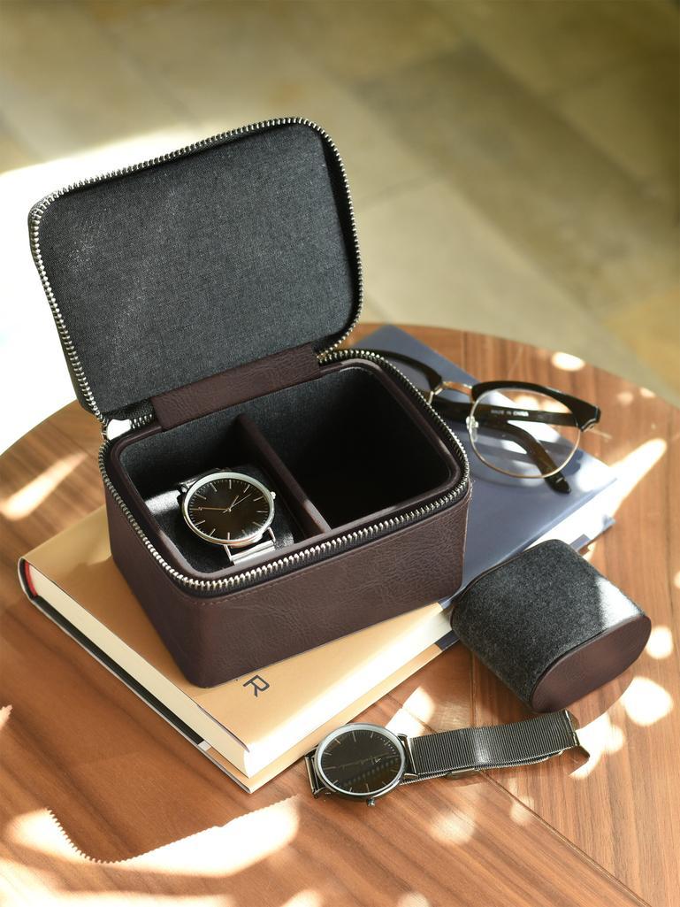 Brown Large Zipped Watch Box