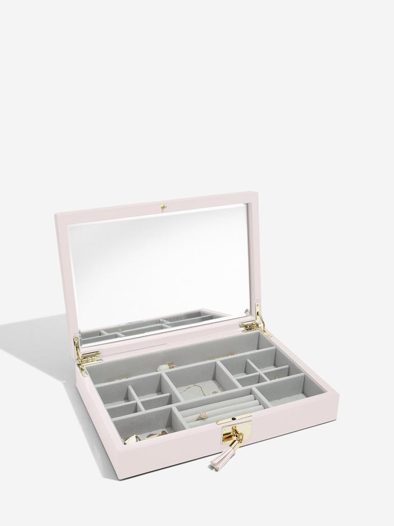 Blossom Pink Leather Jewellery Box Lid