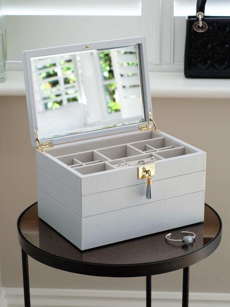 Szkatułka na biżuterię Loves Luxury potrójna błękitna