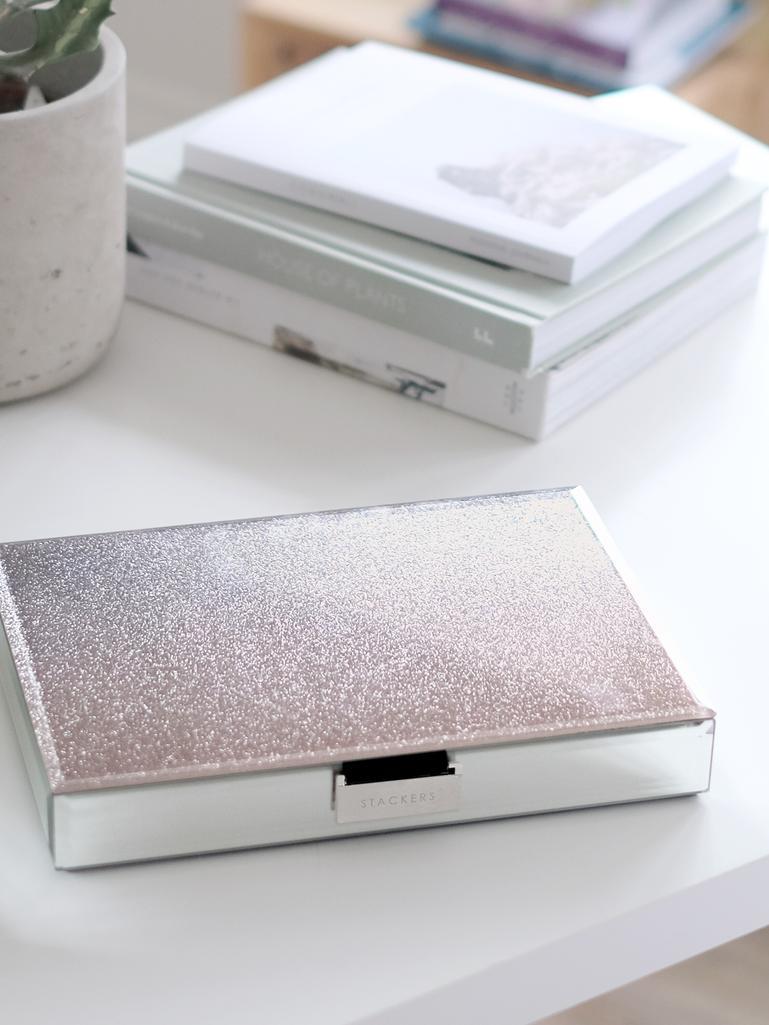 Szkatułka na biżuterię Stackers Glitter classic różowa z pokrywką