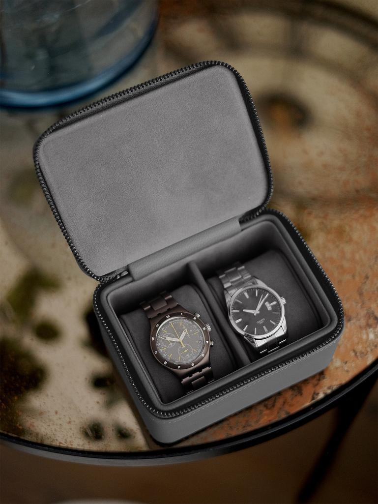 Slate Grey Large Zipped Watch Box
