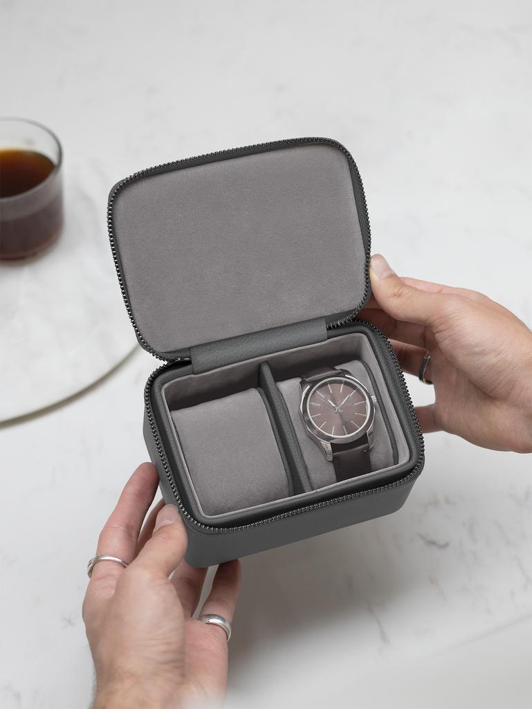 Slate Grey Large Zipped Watch Box