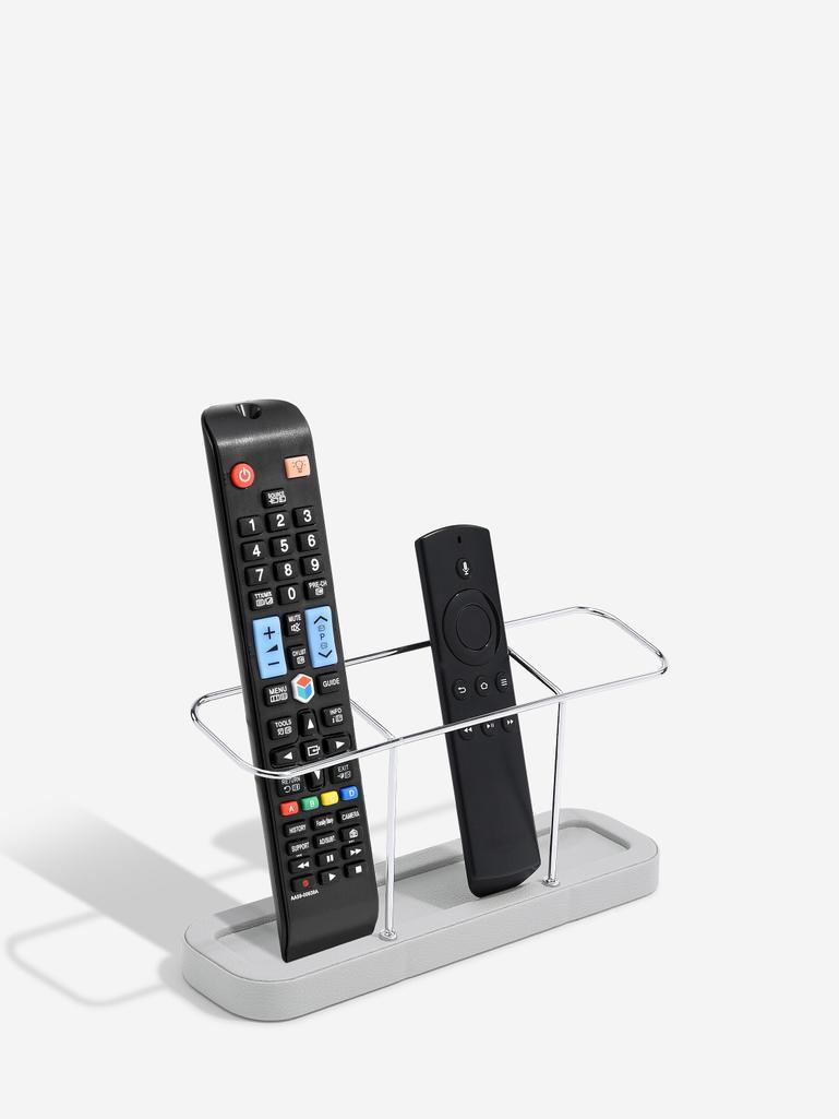 Pebble Grey & Chrome 3 Section Remote Control Holder