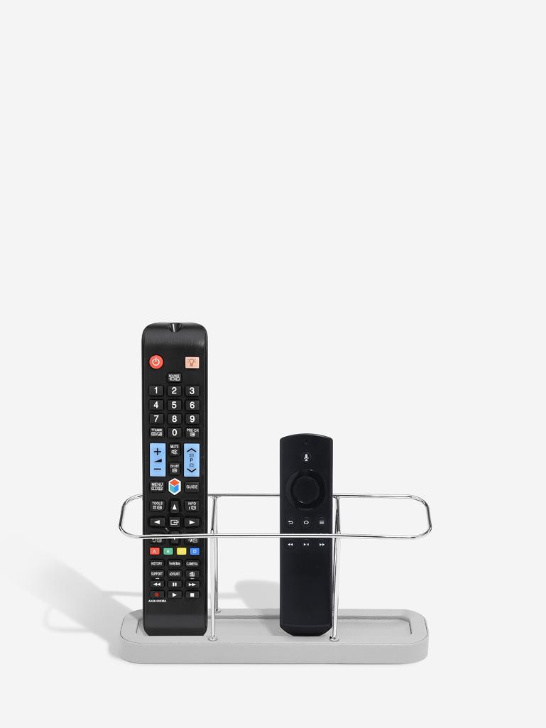 Pebble Grey & Chrome 3 Section Remote Control Holder