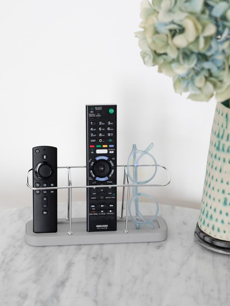 Pebble Grey & Chrome 3 Section Remote Control Holder