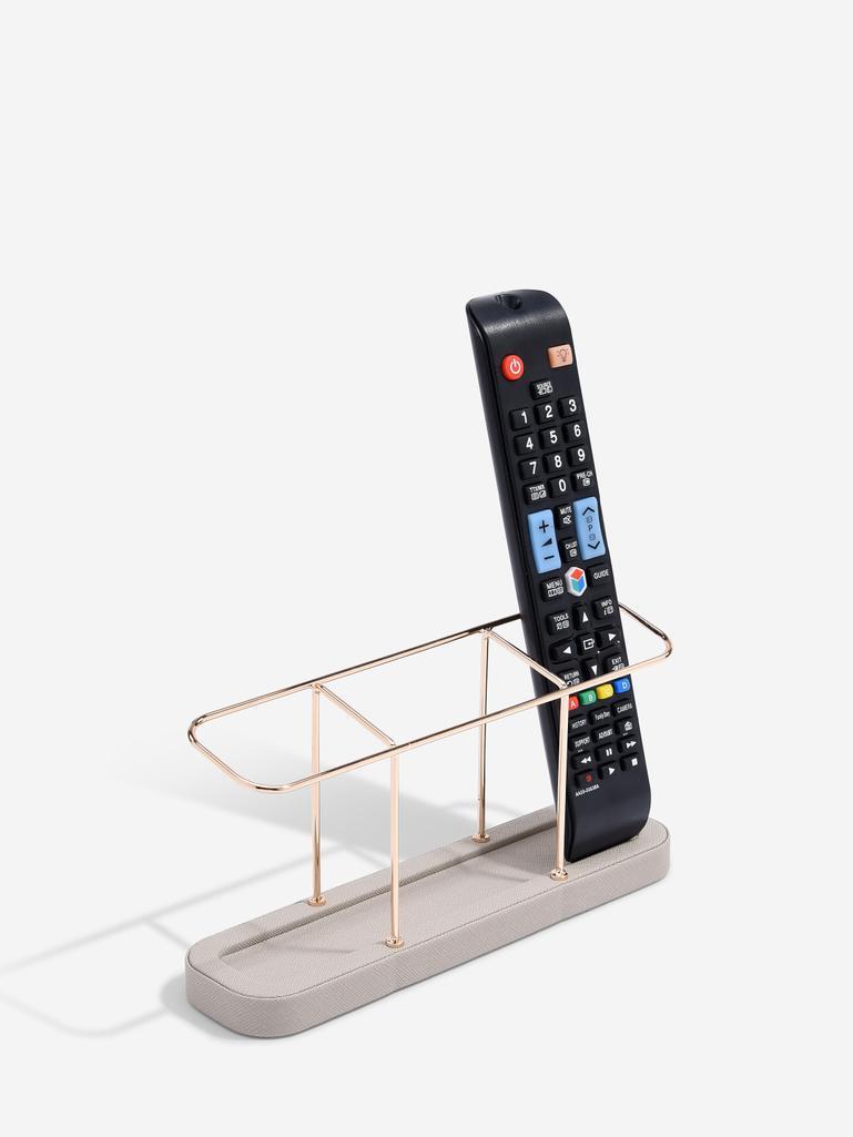 Taupe & Gold 3 Section Remote Control Holder