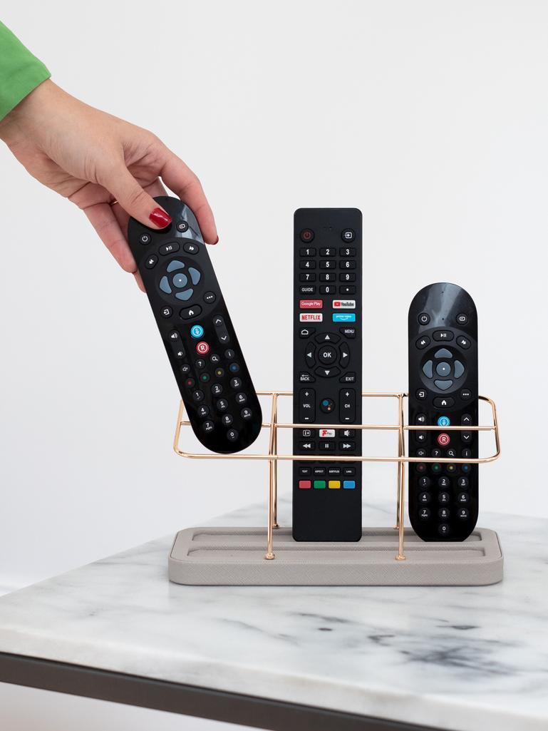 Taupe & Gold 6 Section Remote Control Holder
