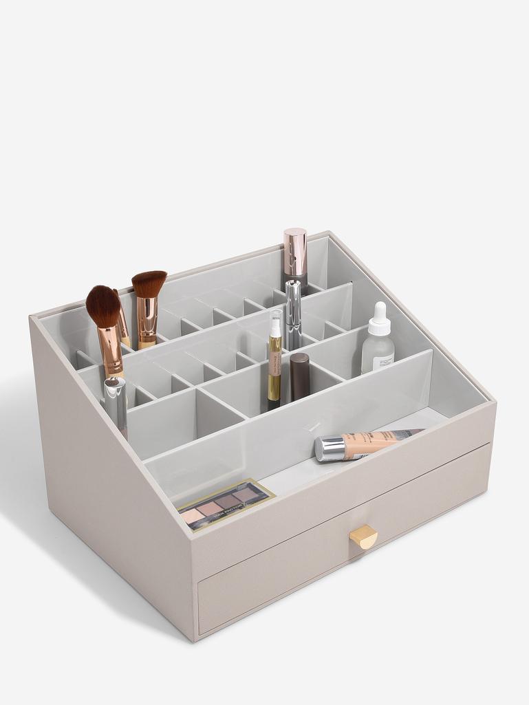 Organizer na kosmetyki Stackers open supersize taupe z szufladą