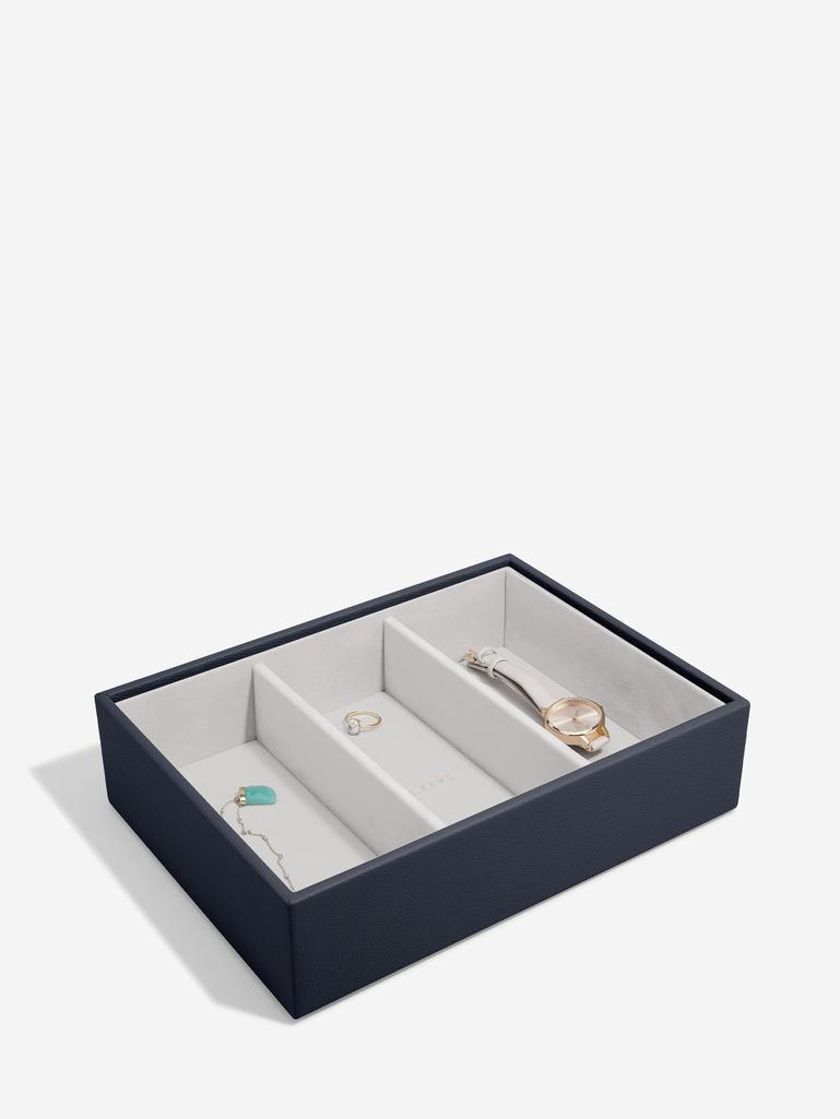 Szkatułka na biżuterię Stackers Pebble 3 komorowa classic granatowa