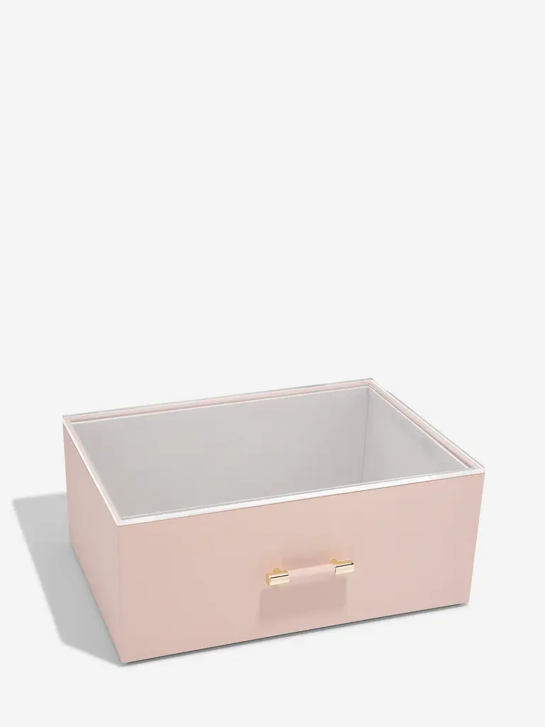 Blush Pink Storage Box with Handle and Acrylic Lid