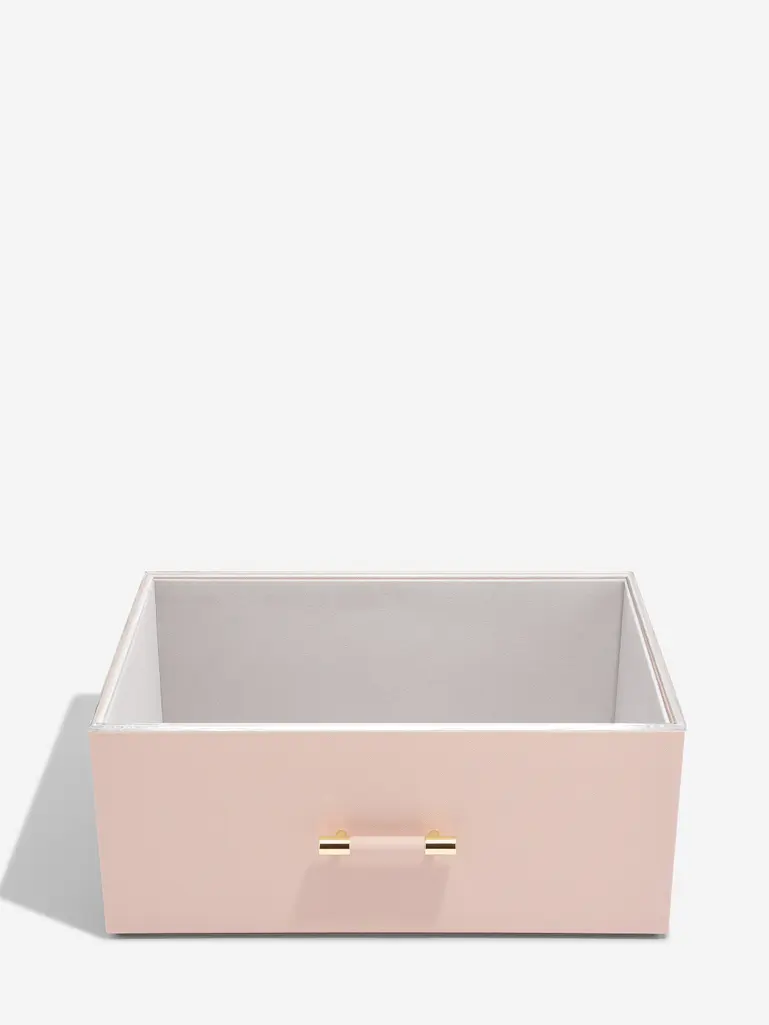 Blush Pink Storage Box with Handle and Acrylic Lid