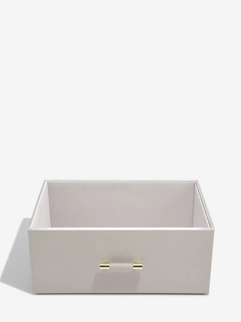Taupe Storage Box with Handle and Acrylic Lid