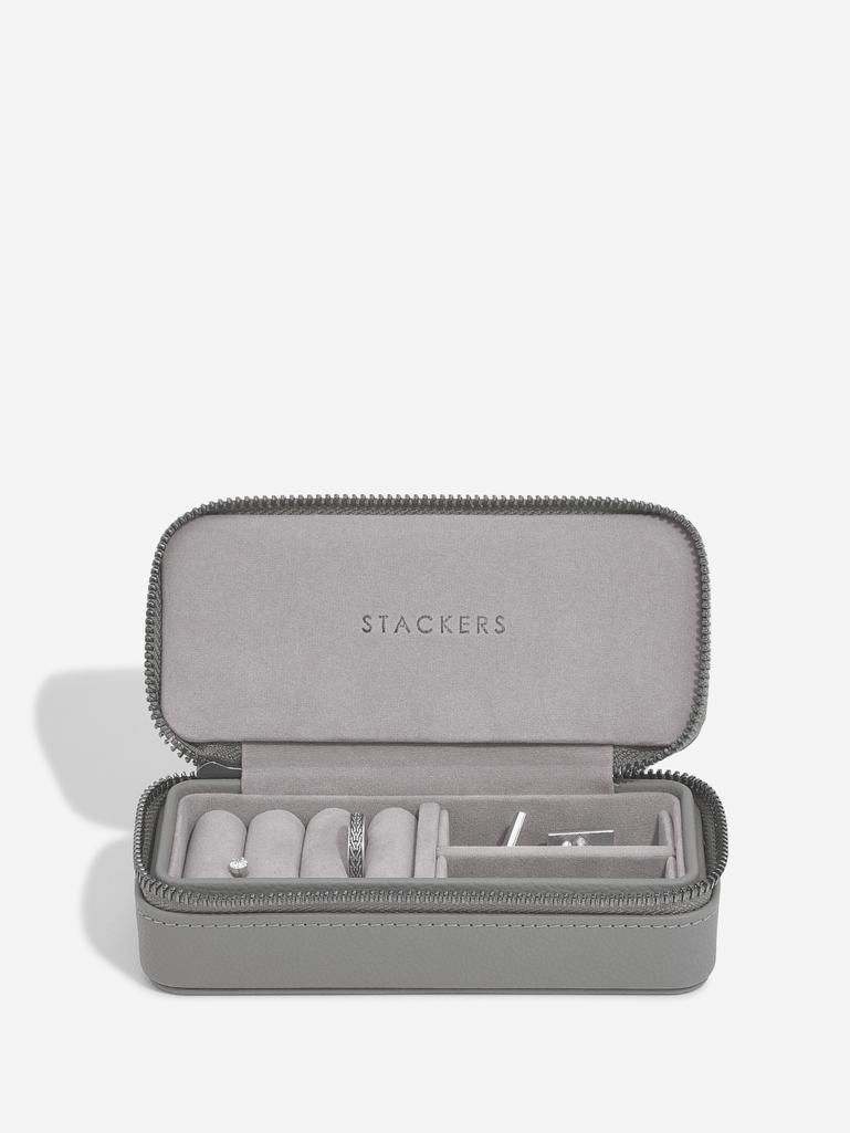 Slate Grey Medium Zipped Travel Jewellery Box - Men's
