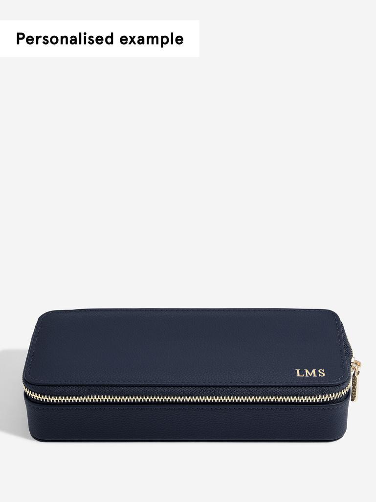 Navy Blue Large Zipped Travel Jewellery Box