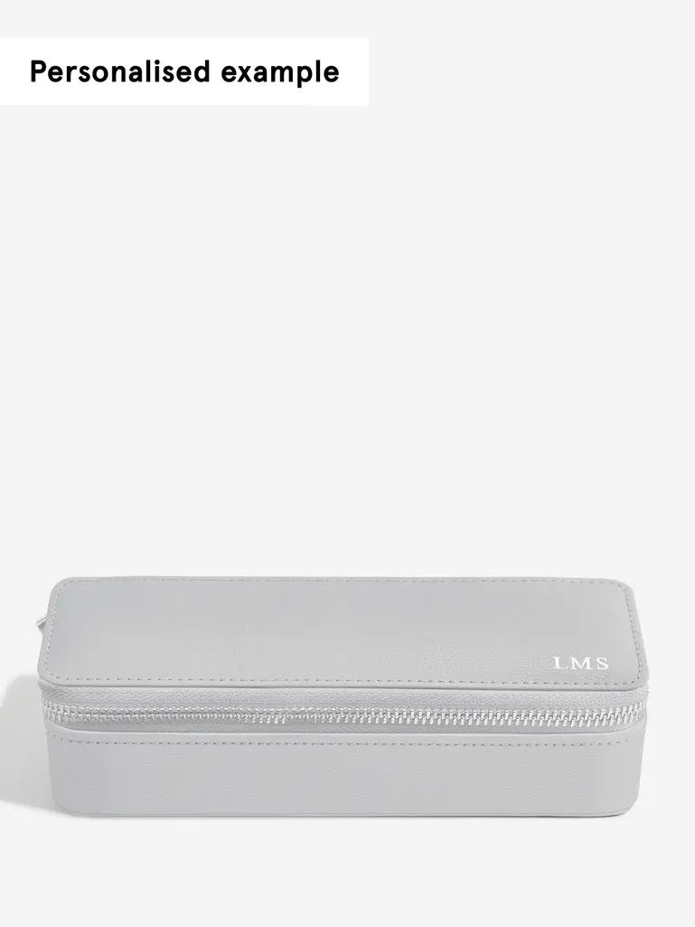 Pebble Grey Large Zipped Travel Jewellery Box