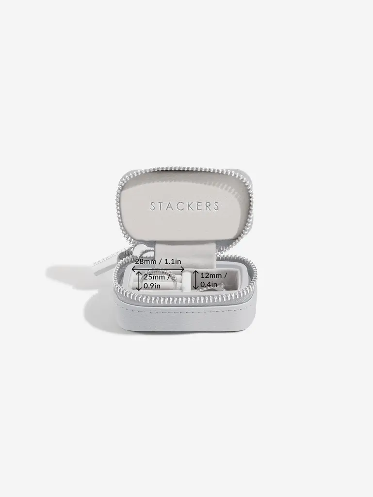 Pebble Grey Large Zipped Travel Jewellery Box