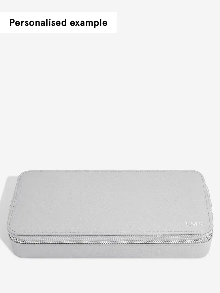 Pebble Grey Sleek Necklace Zipped Travel Jewellery Box