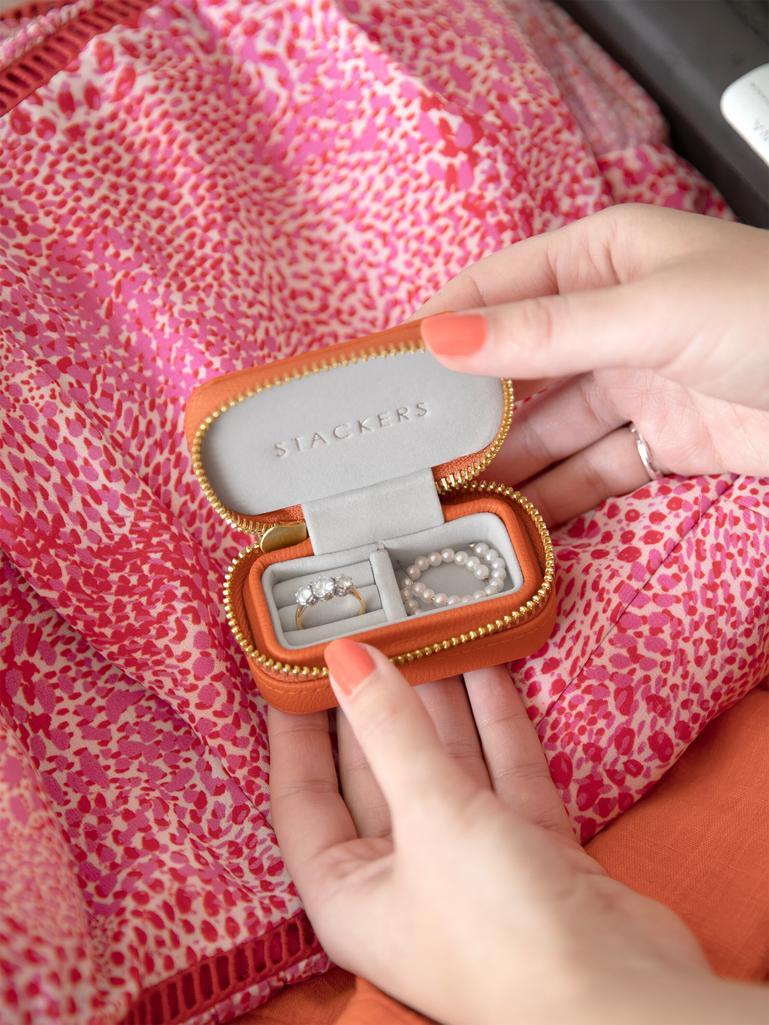 Orange Petite Zipped Travel Jewellery Box