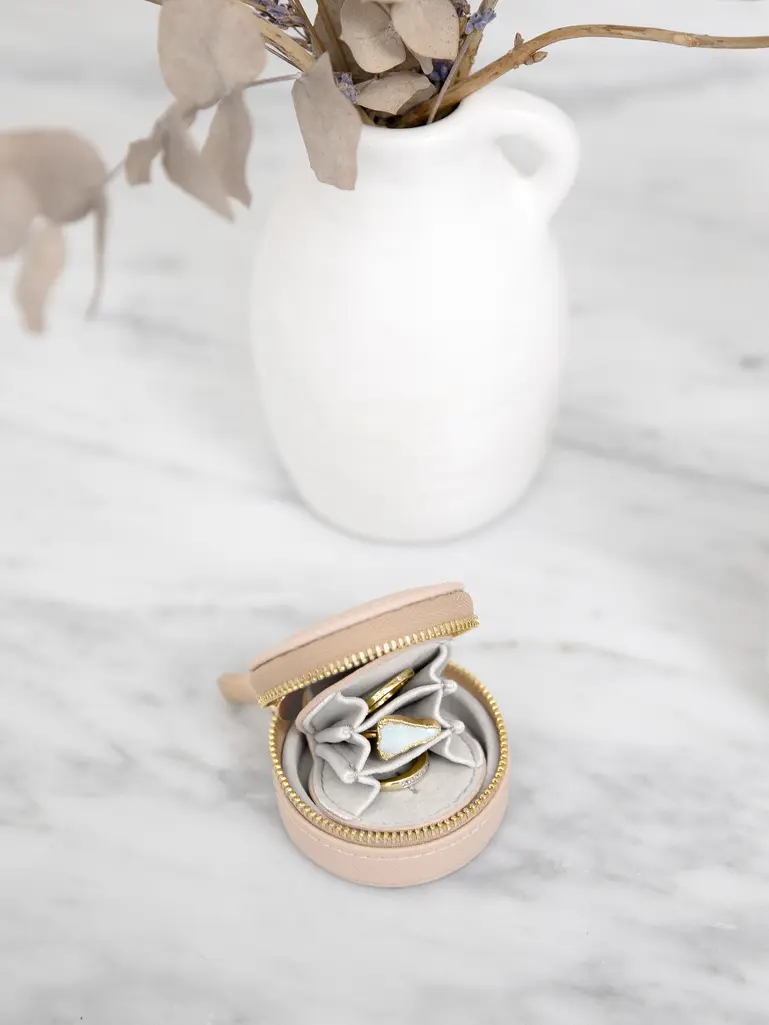 Blush Pink Oyster Travel Jewellery Box