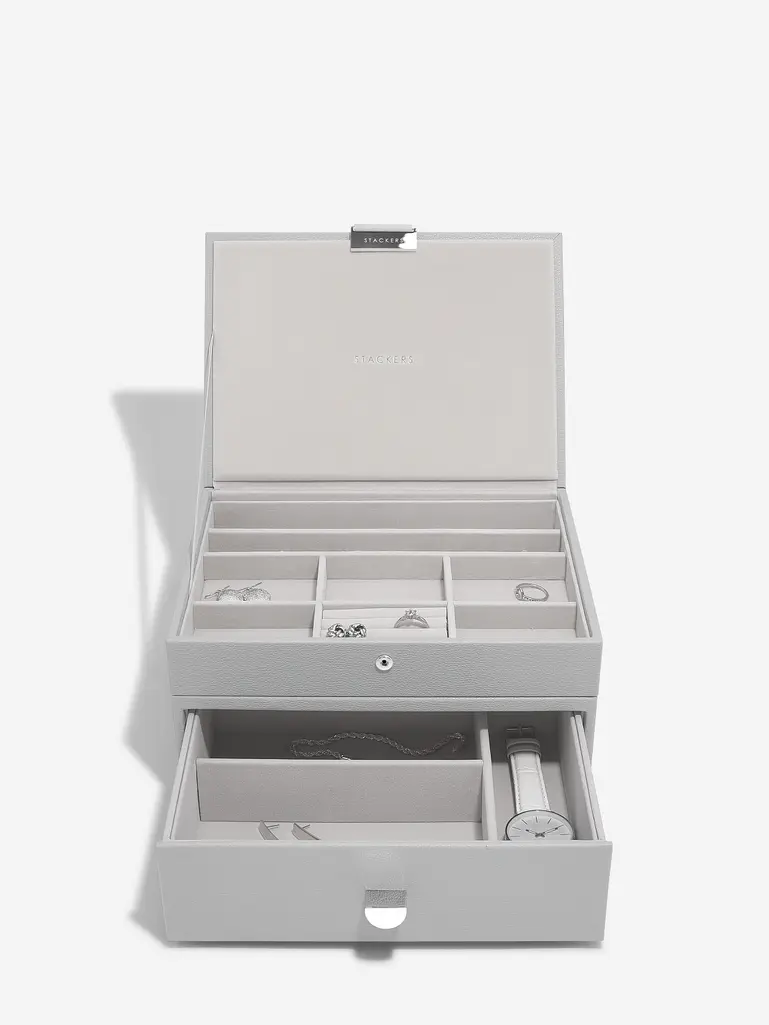 Pebble Grey Classic Jewellery Box 1-Drawer Set