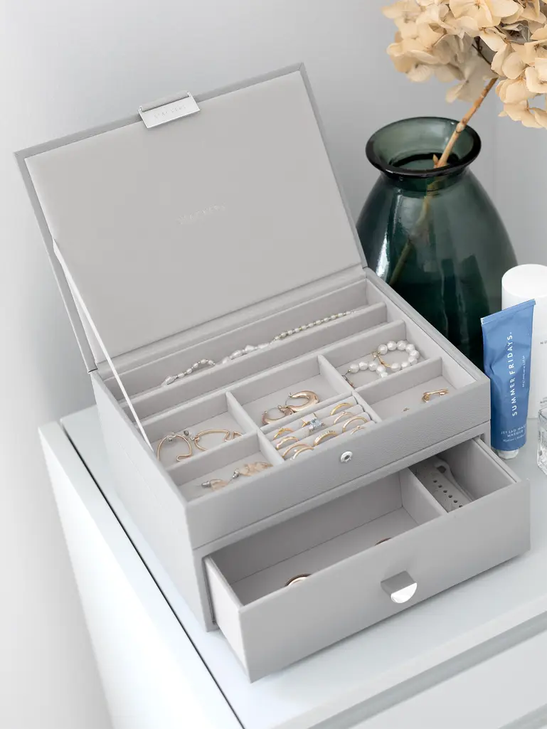 Pebble Grey Classic Jewellery Box 1-Drawer Set