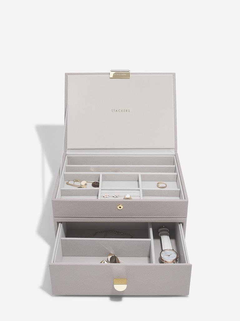 Taupe Classic Jewellery Box 1-Drawer Set