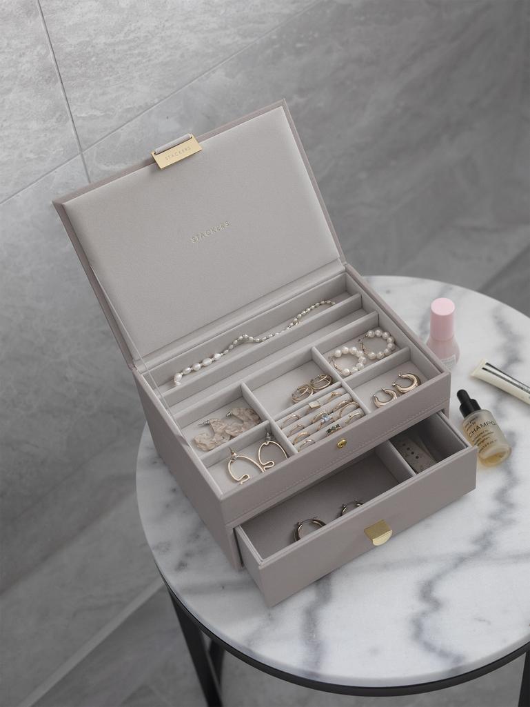 Taupe Classic Jewellery Box 1-Drawer Set