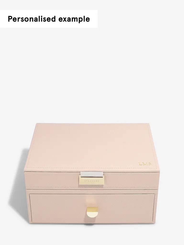 Blush Pink & Champagne Gold Classic Jewellery Box 1-Drawer Set