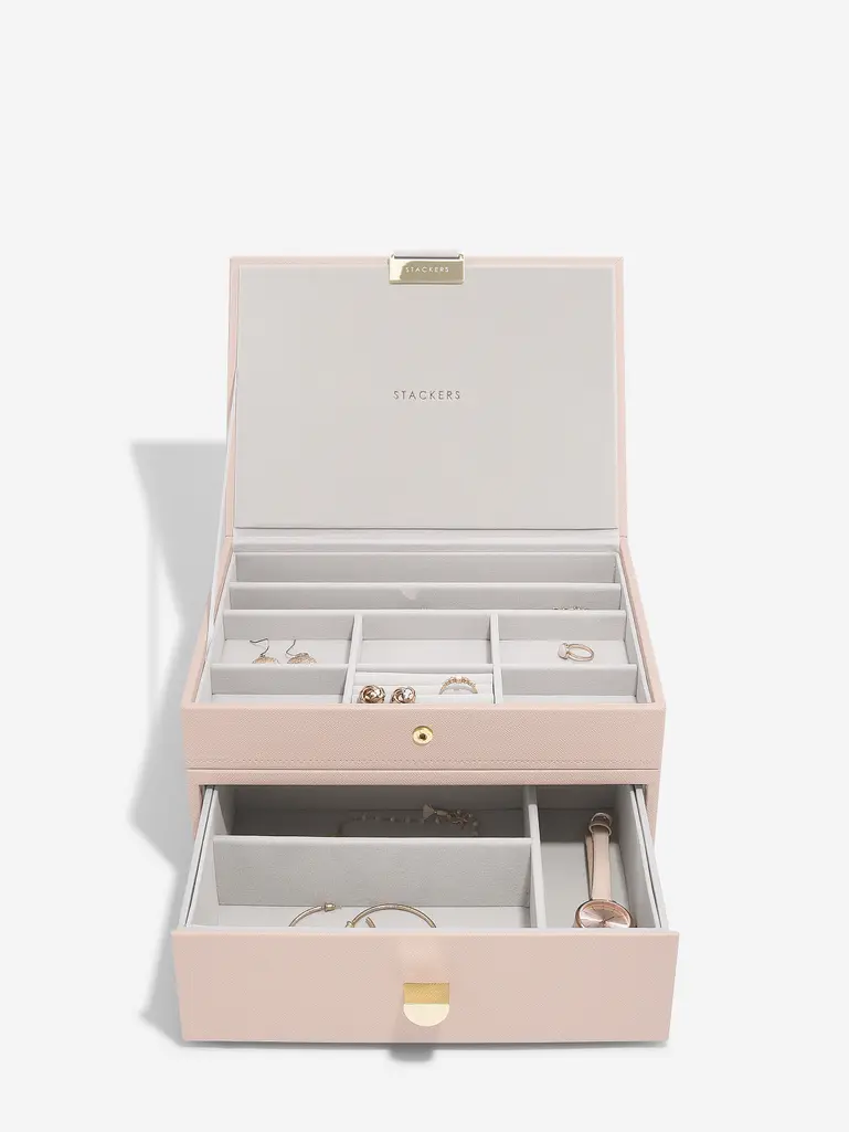 Blush Pink & Champagne Gold Classic Jewellery Box 1-Drawer Set