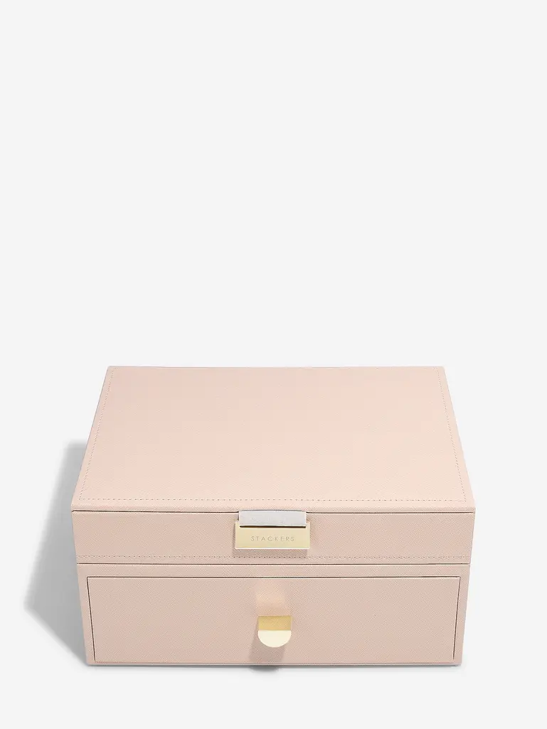 Blush Pink & Champagne Gold Classic Jewellery Box 1-Drawer Set