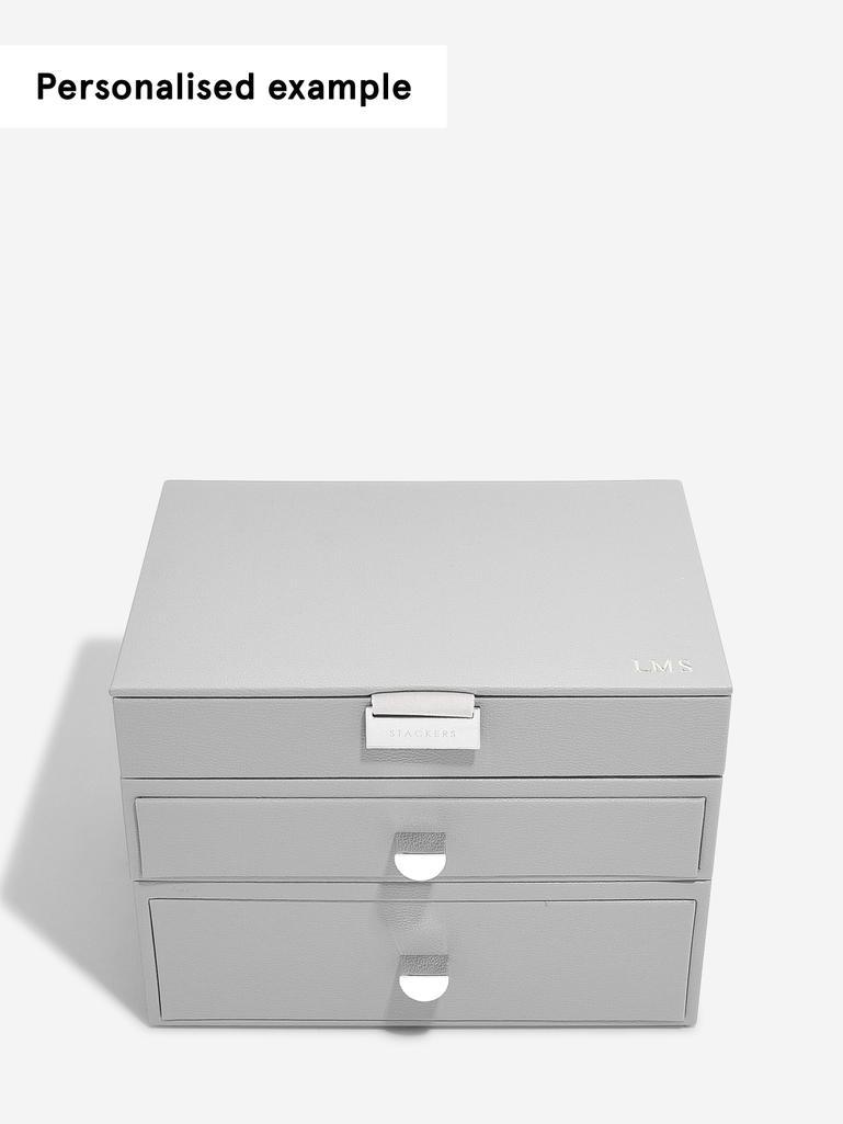 Pebble Grey Classic Jewellery Box 2-Drawer Set