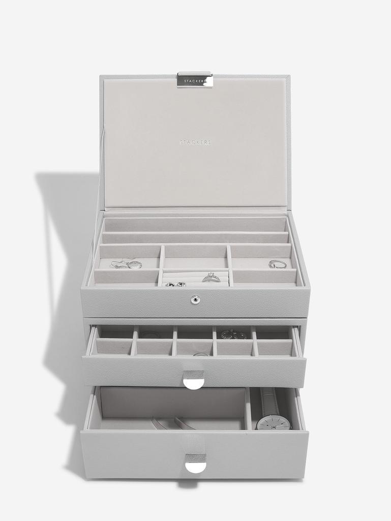 Pebble Grey Classic Jewellery Box 2-Drawer Set