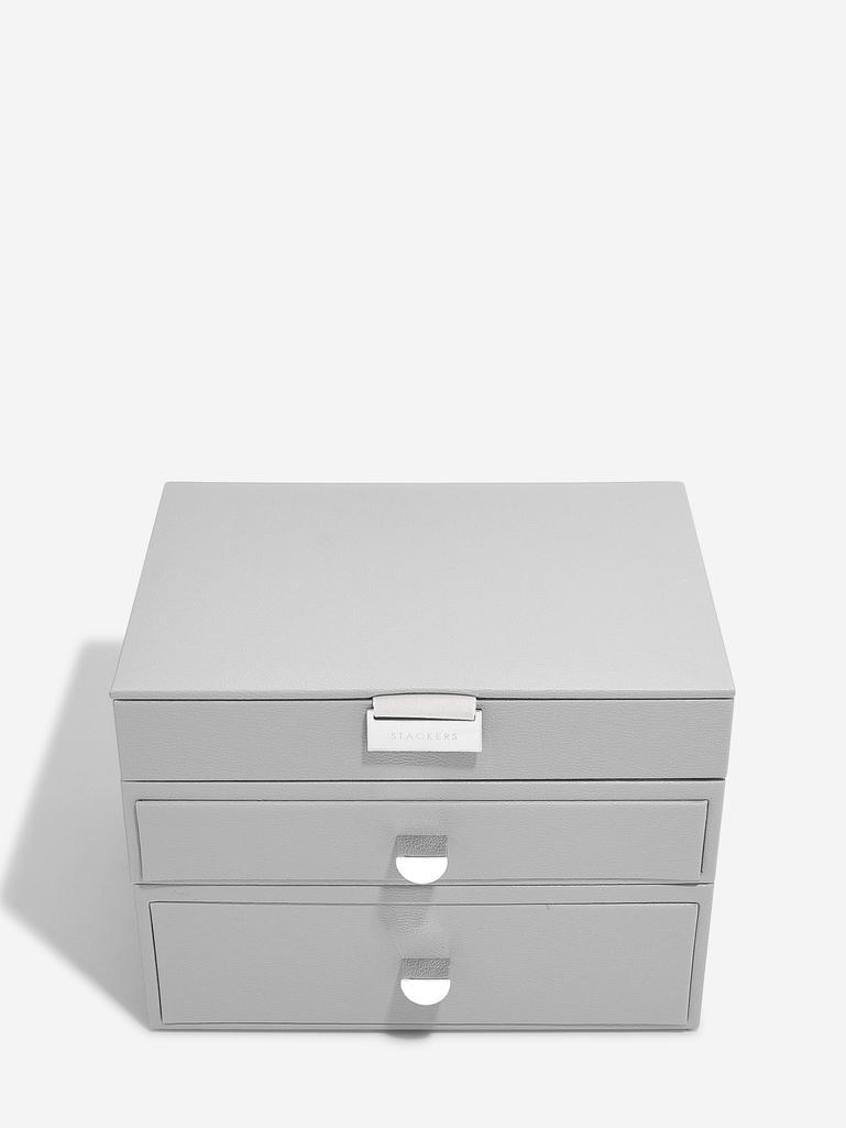Pebble Grey Classic Jewellery Box 2-Drawer Set
