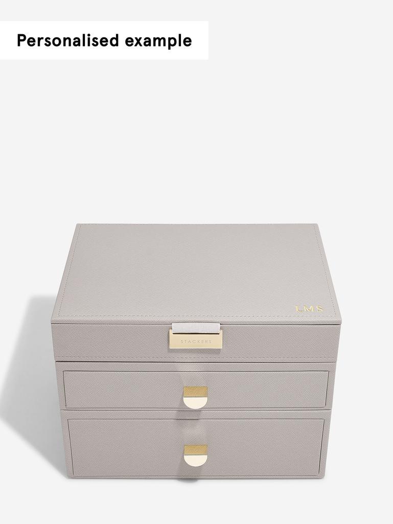 Taupe Classic Jewellery Box 2-Drawer Set