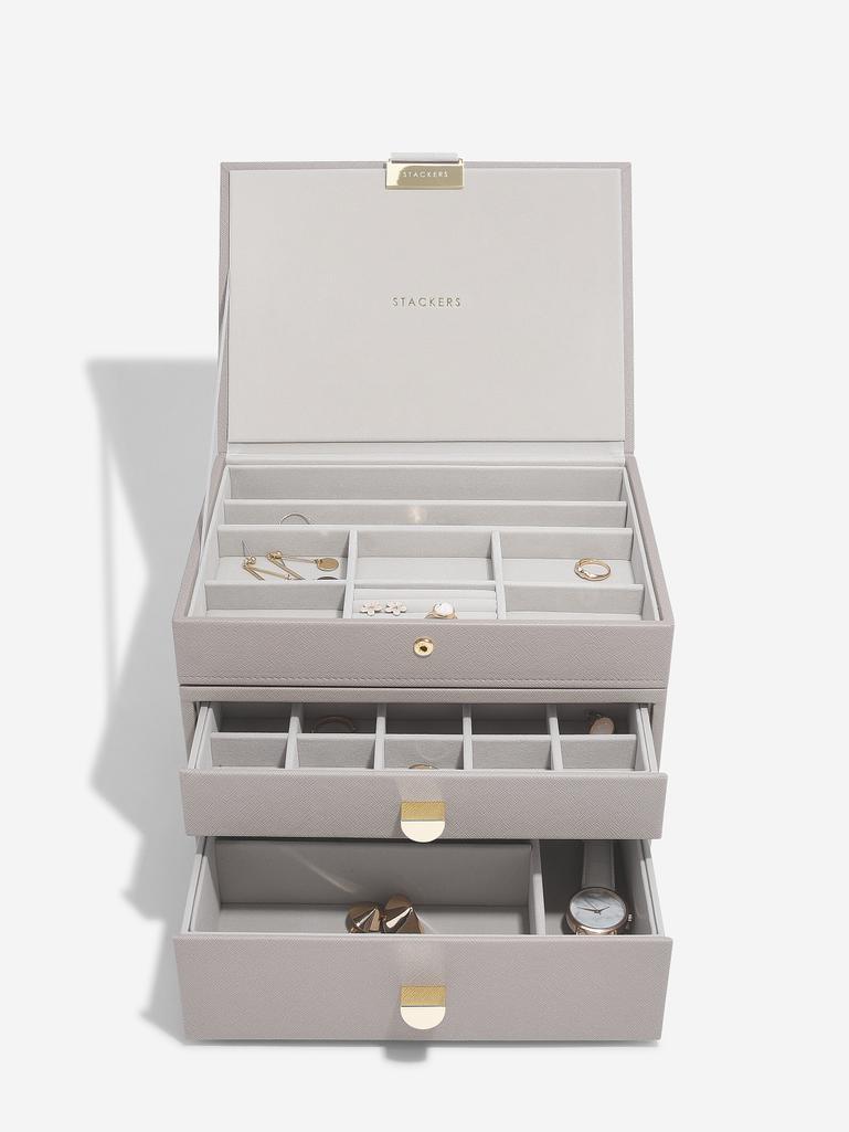 Taupe Classic Jewellery Box 2-Drawer Set
