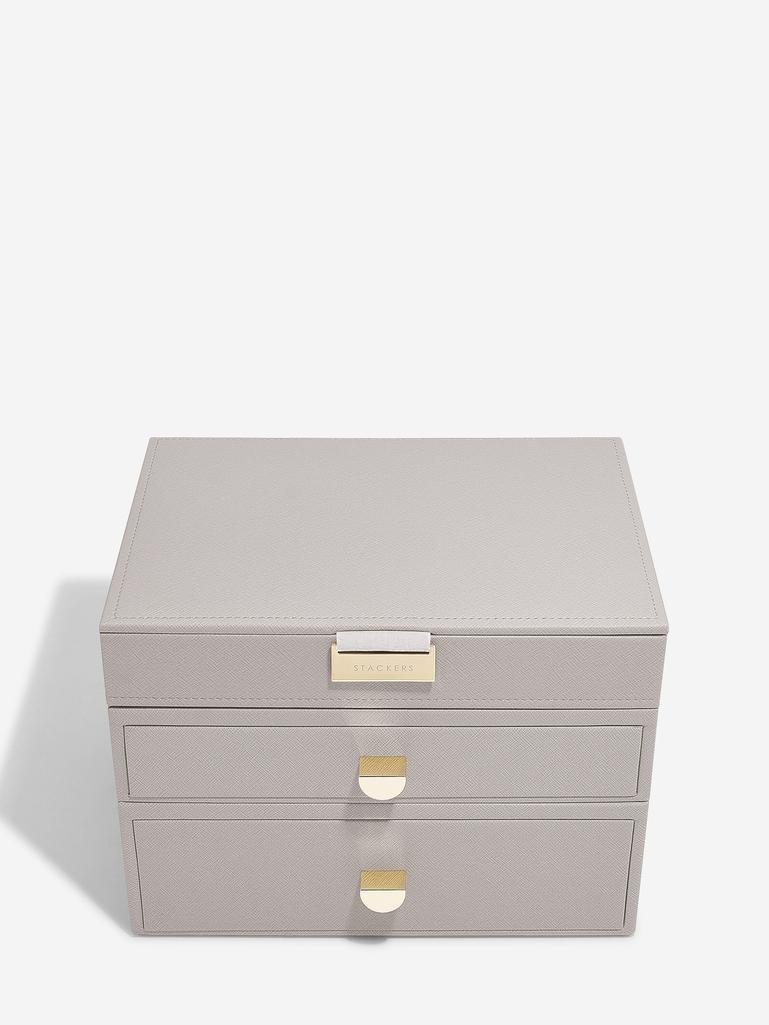 Taupe Classic Jewellery Box 2-Drawer Set